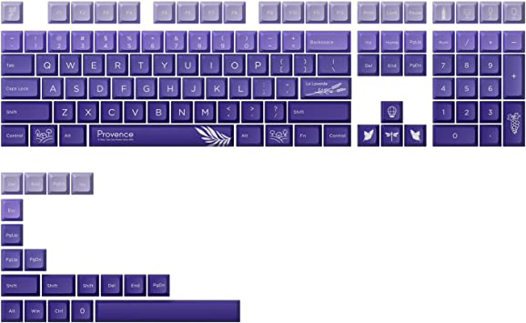 Akko Keycaps for Mechanical Gaming Keyboards, Provence Lavender 127-Key JDA Profile PBT Sublimation Purple Keycaps, Compatible with Standard MX Cherry, Gateron, Kailh Switch switches etc