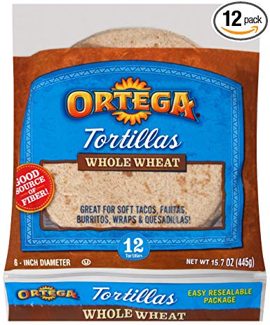 Ortega Tortillas, Whole Wheat, 6 Inch, 12 Count (Pack of 12)