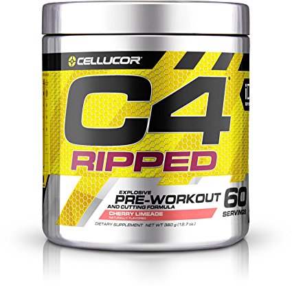 Cellucor C4 Ripped Pre Workout Powder Energy Drink   Fat Burner, Fat Burners for Men & Women, Weight Loss, Cherry Limeade, 60 Servings