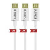 Micro USB Cable ULTRICS 3M 9FT 3Pack Premium USB 20 A Male to Micro B EMI and EMC shielding Metal Braid Foil Gold Plated Data Sync Charging Micro USB Cable Android Samsung HTC Tablets PS4