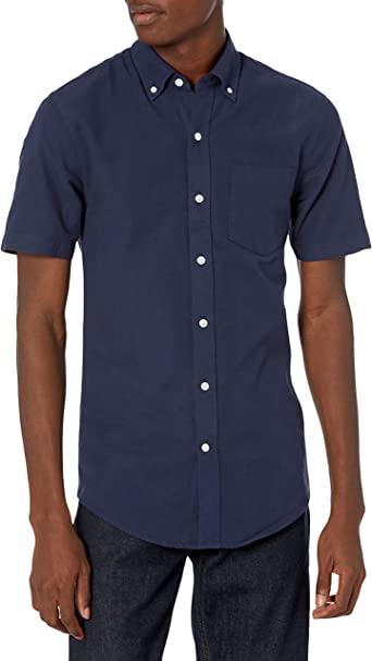 Amazon Essentials Men's Slim-Fit Short-Sleeve Pocket Oxford Shirt