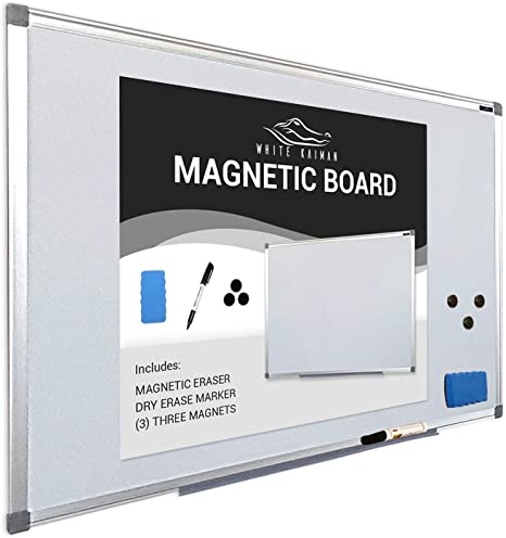 Dry Erase Magnetic Whiteboard w/Silver Frame 36" x 24" - Easy Mount System for Landscape or Portrait Hanging Magnetic Dry Erase Board -2019 Upgraded Secure Packaging (3' x 2')
