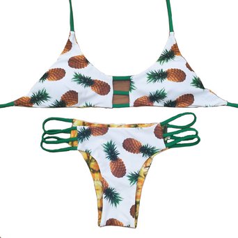 Teeta(TM) Women's Pineapple Fruit Print Two Piece Bikini Set Swimwear Swimsuit