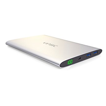 Vinsic 20000mAh Power Bank, Dual USB Portable External Battery Charger for Smartphones and Tablet PC, Silver