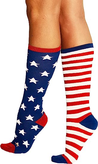 ENVY BODY SHOP Women America Flag USA Independence Day 4th of July Freedom Gift for Patriots Stars and Stripes Knee High Socks