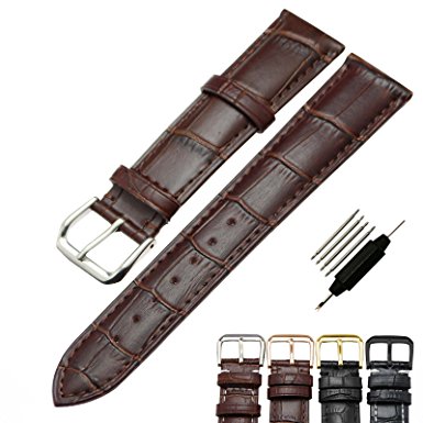 ZLIMSN Leather Watch Band Strap Replacement for Men and Women (Black/Brown)