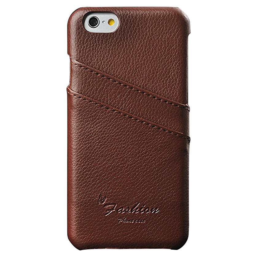 FLY HAWK Wallet Phone Case, Genuine Leather Slim Back Case Cover With Credit Card Holder