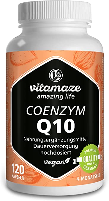 Vitamaze® Coenzyme Q10 200mg per capsule vegan 120 capsules for 4 months best bioavailability premium product without the release agent magnesium stearate