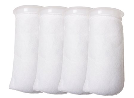 4 Pack - 4 Inch Ring Filter Socks 200 Micron - Aquarium Felt Filter Bags -4 Inch Ring By 8.5 Inch Long [Short Version] - Fits Eshopps and Aqueon