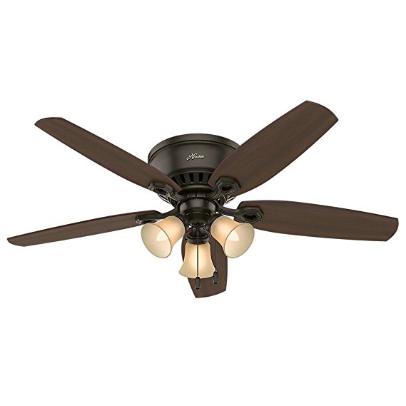 Hunter 53327 52" Builder Low Profile New Ceiling Fan with Light, Bronze