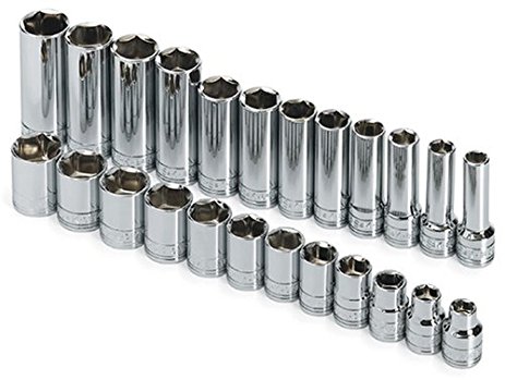 SK 89024 24 Piece 3/8-Inch Drive 6 Point 8-Millimeter to 19-Millimeter Standard, Deep, and Extra Long Deep Socket Set