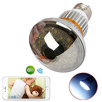 P2P Wifi Spy Mirror Bulb Camera Motion Activated Audio Video Recorder HD960P Security Camcorder Baby Monitor Support Andriod IOS PC Remote View