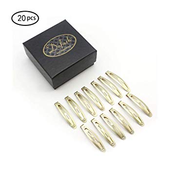 Dofash 20Pcs 4.5CM/1.77IN Metal Slim Snap Hair Clips Small Hair Barrettes Hair Accessories with Gift Box for Women（Blonde）