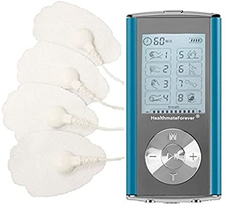 TENS Unit 8 Modes Professional Digital Palm Device Best Pain Relief Machine Devices for Lower Back Lumbar Muscle Pain. HealthmateForever HM8GL-Blue