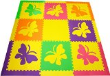 SoftTiles Butterfly Interlocking Foam Kids Play Mat wsloped borders in Yellow Pink Purple Orange and Lime Large Play Mat 78