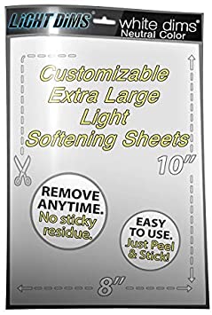 LightDims White Dims Light Dimming/Softening Sheet for Harsh LED Lights, Electronics and Appliances and More. Dims 15-30% of Light, 20cm x 27cm Extra Large Size.