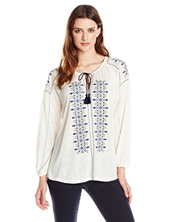 Lucky Brand Women's Embroidered Peasant Top