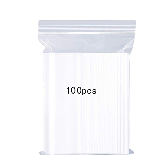 Resealable Clear Plastic Bags,Sealed Storage Pouches,Thickening and Durable,Press Seal Bags,Apply to Kitchen Storage,Jewellery Packaging,Office Stationery Storage Bag 4.7x6.7"/12cmx17cm 100PCS
