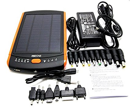 Solar Panel Mobile Power Bank 23000mAh Multi-Voltage 5V 12V 16V 19V Portable External Battery Charger w/ LED Light for Notebooks iPhones iPads (NO Apple Adapters) Android Smartphones Tablets and More
