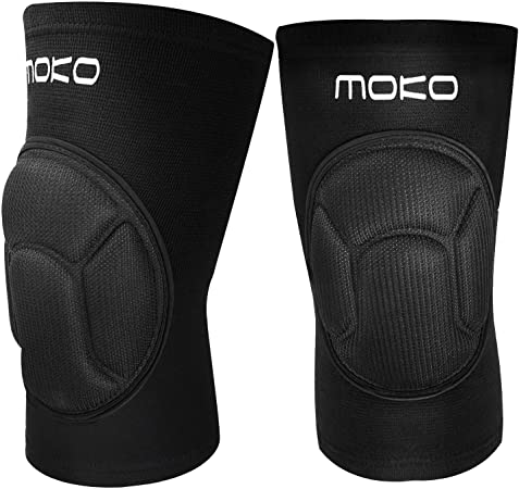 MoKo Protective Knee Pads, Professional Thick Sponge Anti-Slip Collision Avoidance Kneeling Kneepad, Outdoor Climbing Sports Riding Protector Suitable for Men Women Youth, 1 Pair, Black