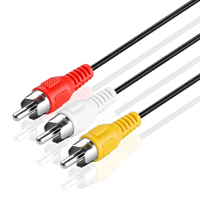 TNP 3 RCA Cable (50 FT) - 3RCA AV RCA Composite Video   2RCA Stereo Audio M/M Male to Male Dual Shielded RCA Connector Plug Jack Wire Cord