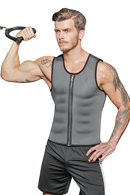 Men Neoprene Slimming Vest Waist Trainer Corset Hot Body Shaper Workout Tank Top Shirt For Weight Loss Sweat Suits Tummy Fat Burner