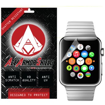 (2 PACK) Ace Armor Shield Shatter Resistant Screen Protector for the Apple iWatch 42mm / Military Grade / High Definition / Maximum Screen Coverage / Supreme Touch Sensitivity /Dry or Wet Easy Installation with free lifetime replacement warranty