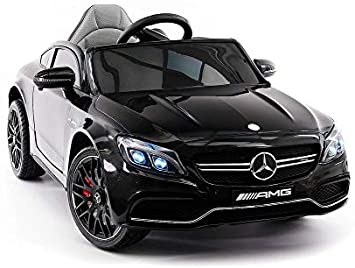 Emr Distributors Mercedes C63S Battery Powered 12V Kids Ride-ON Toy CAR with R/C Parental Remote MP3 Player LED Wheels | Black (Black)