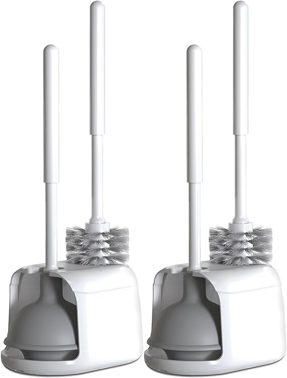 Utopia Home (Pack of 2 Toilet Plunger - Toilet Brush and Plunger Set for Bathroom - Toilet Plunger and Brush Set with Holder for Deep Cleaning (White)