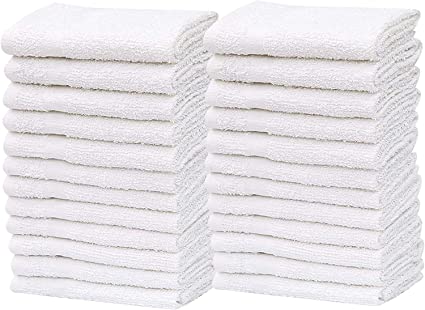GOLD TEXTILES Wash Cloth Kitchen Towels,100% Natural Cotton, (12"x12") Hand Towels, Commercial Grade Washcloth, Machine Washable Cleaning Rags, Wash Cloths for Bathroom bu (60, White)