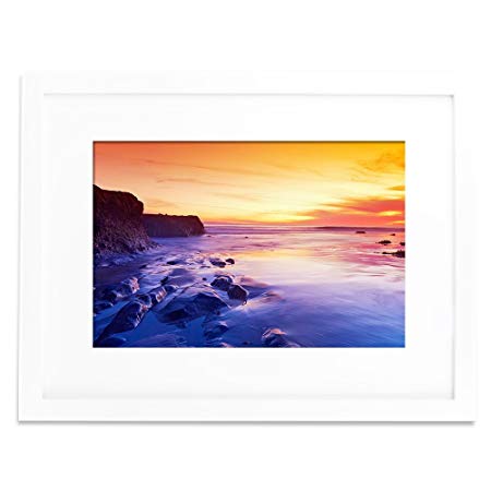 Alotpower 11x14 White Picture Frame, 11x14 Wall Picture Frame Designed to Display 8x10 with Mat(Wall Hanging Hook Included)