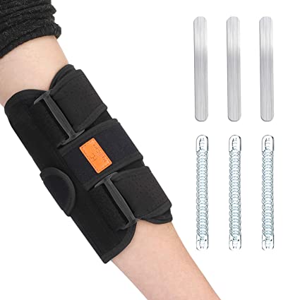 Tennis Elbow Brace HailiCare Ulnar Nerve Entrapment Brace Elbow Splint Adjustable Stabilizer with 6 Removable Metal Splints for Cubital Tunnel Syndrome Tendonitis Ulnar Nerve Men Women (Fits Most)