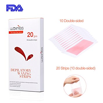 Waxkiss Waxing Strips Cold Wax Strip Hair Removal for Face Armpit Legs Bikini Remove Unwanted Body Hair Waxing Paper 20 count (Rose)