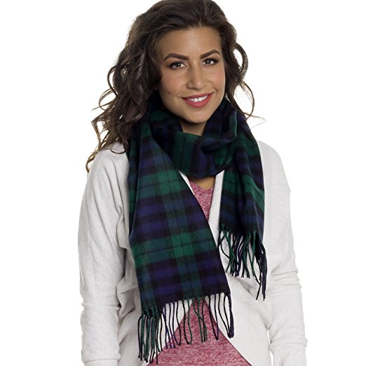 SilverHooks Womens Soft & Warm Plaid Cashmere Scarf w/ Gift Box