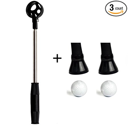 Telescopic Golf Ball Retrievers Pick Up with Automatic Locking Scoop | Rubber Suction Cup Retrievers Tool on Putter Grip