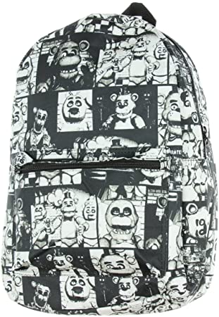 Five Nights at Freddy's Black & White Characters All Over Print Laptop Backpack