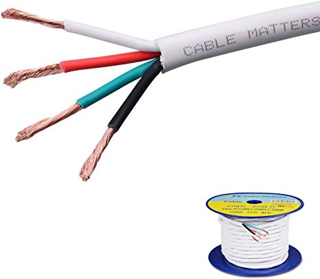 Cable Matters 12 AWG CL2 in Wall Rated Oxygen-Free Bare Copper 4 Conductor Speaker Wire (Speaker Cable) 100 Feet