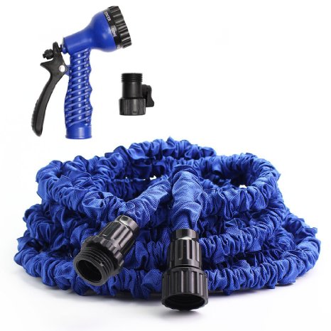 Greenmall 100FT Expandable Garden Water Hose With 7 Functions Sprayer-Blue (100FT)
