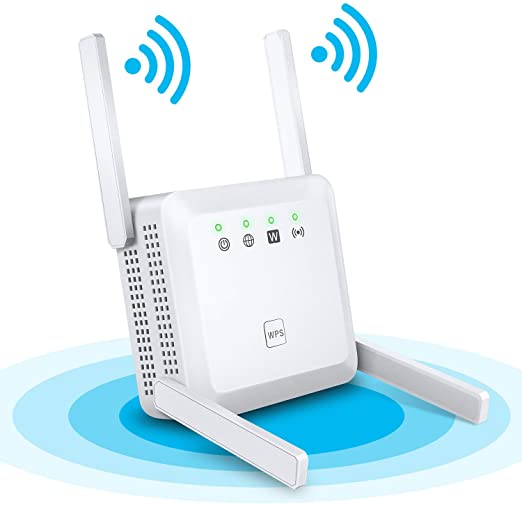 Wireless WiFi Booster Range Extender,1200Mbps Dual Band WiFi Repeater 2.4 & 5Ghz,4 Antennas Extend The WiFi Signal to Smart Home & Alex Devices, 360° Full Coverage Without Dead Ends (1200Mbps, White)