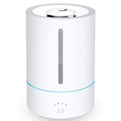 Homasy Cool Mist, 5L Ultrasonic Essential Oil Large Babies Bedroom, Vaporizer with Whisper-Quiet Operation, Auto Shut Off and 7 Night Humidifier, White