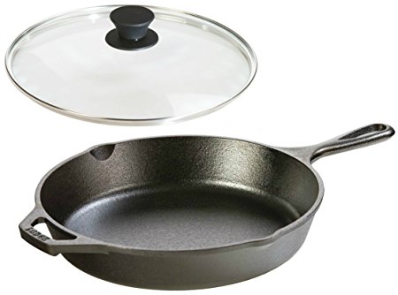 Lodge Seasoned Cast Iron Skillet w/ Tempered Glass Lid (10.25 Inch) - Cast Iron Frying Pan With Lid Set.