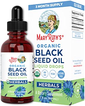 Black Seed Oil Liquid Drops by MaryRuth's | 3 Month Supply | USDA Organic Black Cumin Seed Oil for Immune Support, Heart Health, Hair, and Skin | Sugar Free | Vegan | Non-GMO | Gluten Free | 2 Fl Oz