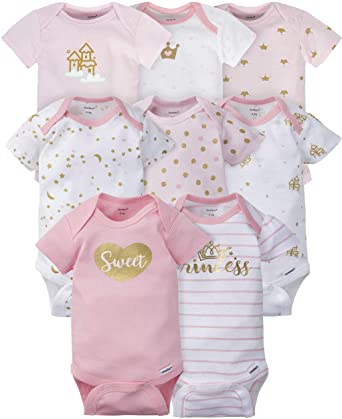 Gerber Baby Girls' 8 Pack Short-Sleeve Onesies Bodysuits