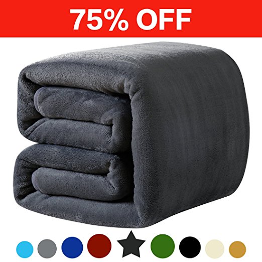 Fleece King Blanket Super Soft Warm Extra Silky Lightweight Bed Blanket, Couch Blanket, Travelling and Camping Blanket (Dark Grey)