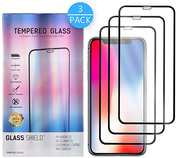 LOOKSEVEN Screen Protector for iPhone Xs MAX/iPhone 11 Pro Max(6.5inch),[3 Pack] Anti-Scratch Anti-Fingerprint Tempered Glass Screen Protector Compatible with iPhone Xs MAXiPhone 11 Pro Max
