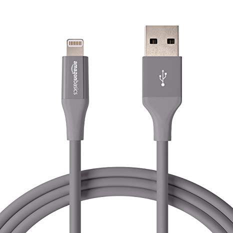 AmazonBasics Lightning to USB A Cable, Advanced Collection, MFi Certified iPhone Charger, Grey, 6 Foot, 12 Pack