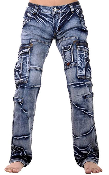 jeansian Men's Casual Washed Denim Long Straight-Leg Pants Jeans J009