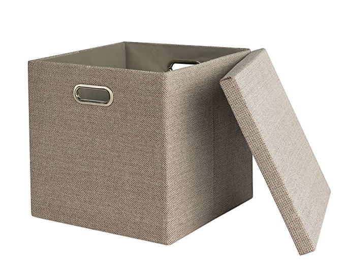 Perber Storage Bins Foldable 13x13x13" Basket Cube Organizers Clothes Toys Fabric Storage Boxes Containers Drawer(1 Pack, Grey)