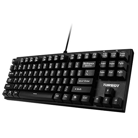 Turbot Water-resistant Anti-ghosting 87-Key Wired Mechanical Gaming Keyboard With Blue Switch - Black
