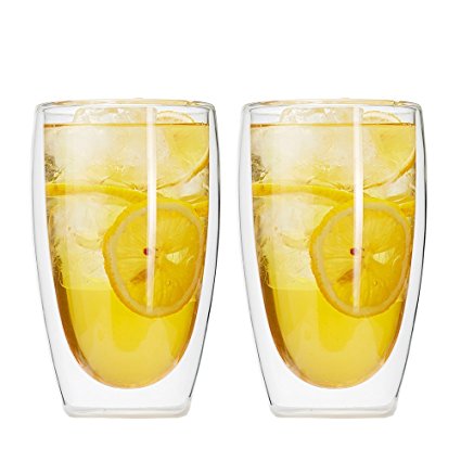 Zen Room Ultra Clear Strong Double Wall Glass, Insulated Thermo & Heat Resistant Design, Dishwasher and Microwave Safe, Made of Real Borosilicate Glass (12oz Set of 2)